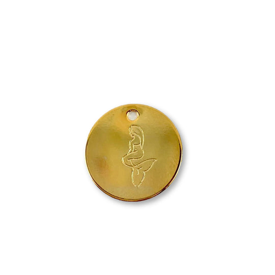 Gold Hand Stamped Mermaid Necklace, our tiny sweet mermaid is hand stamped on a gold disk with a 14k gold filled chain, it's adoring charm makes an endless treasure.