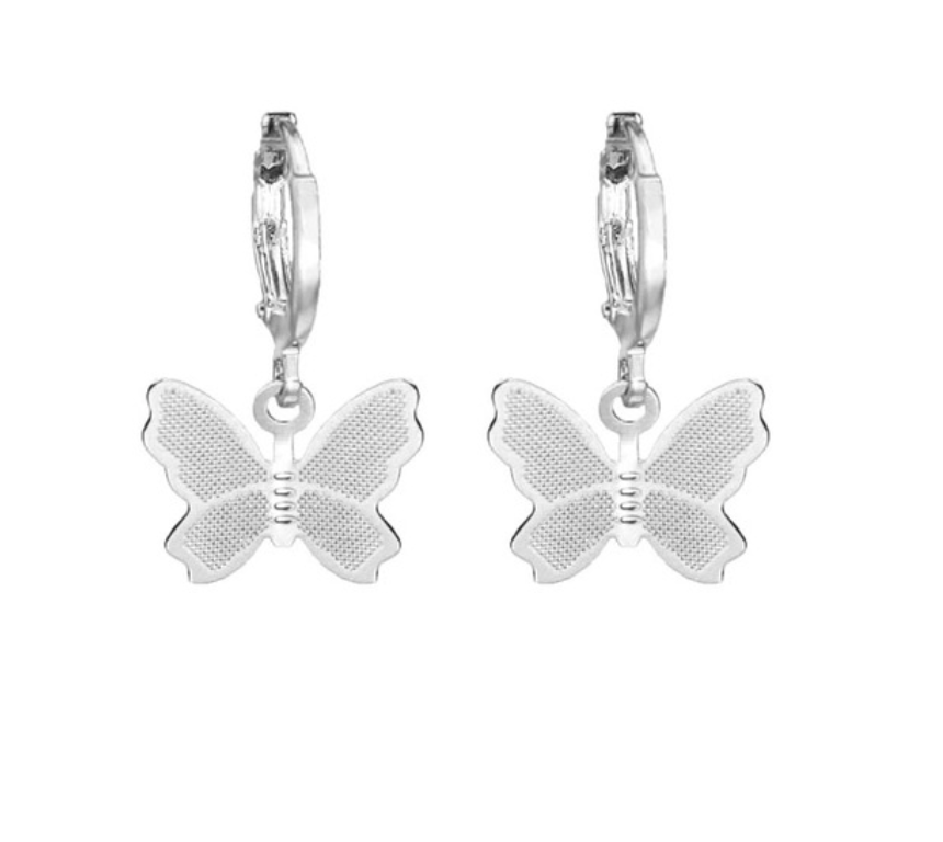 Silver Butterfly Huggy Hoop Earrings, our silver-plated Butterfly Huggy Hoop Earrings are lightweight and delicate. Their simple design adds a subtle sparkle, making them a charming accessory. 