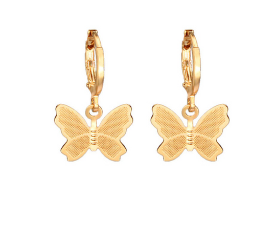 Gold Butterfly Huggy Hoop Earrings, our gold-plated Butterfly Huggy Hoop Earrings add a delicate, sparkling touch to any outfit. Their petite design 