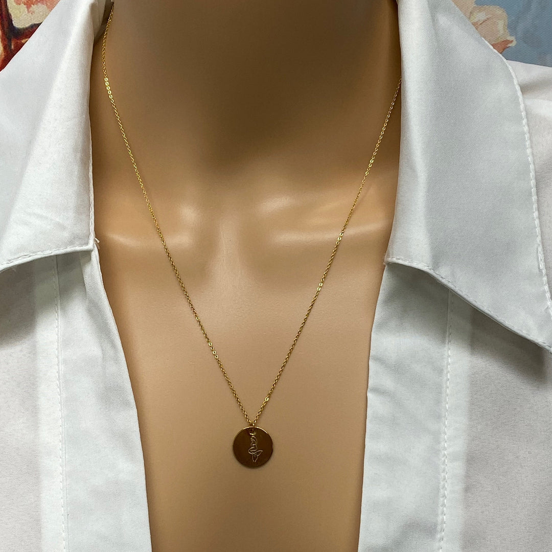 Gold Hand Stamped Mermaid Necklace, our tiny sweet mermaid is hand stamped on a gold disk with a 14k gold filled chain, it's adoring charm makes an endless treasure.